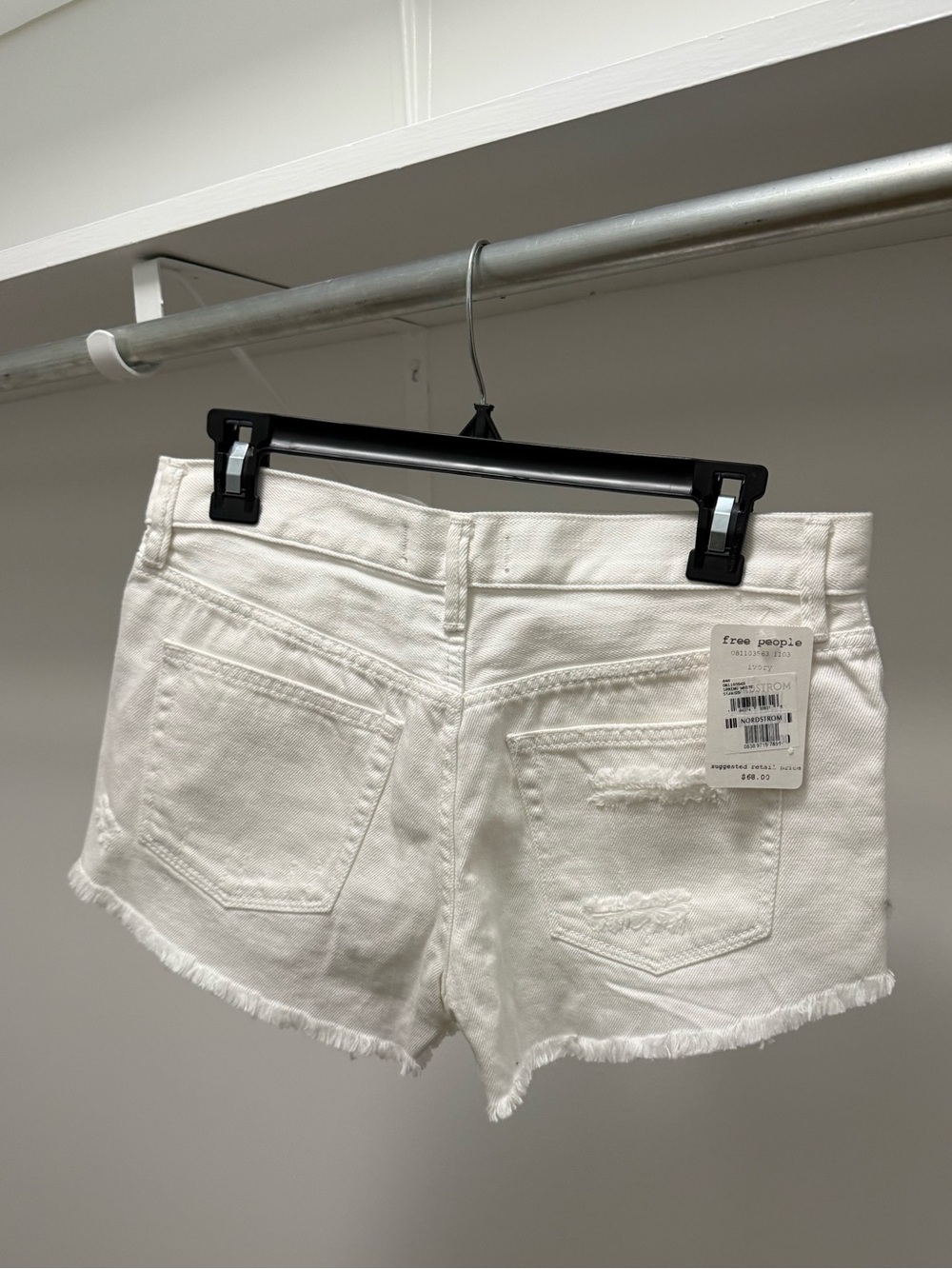 Free People: We The Free Mini Ivory/White Jean Shorts - Picture 2 of 3